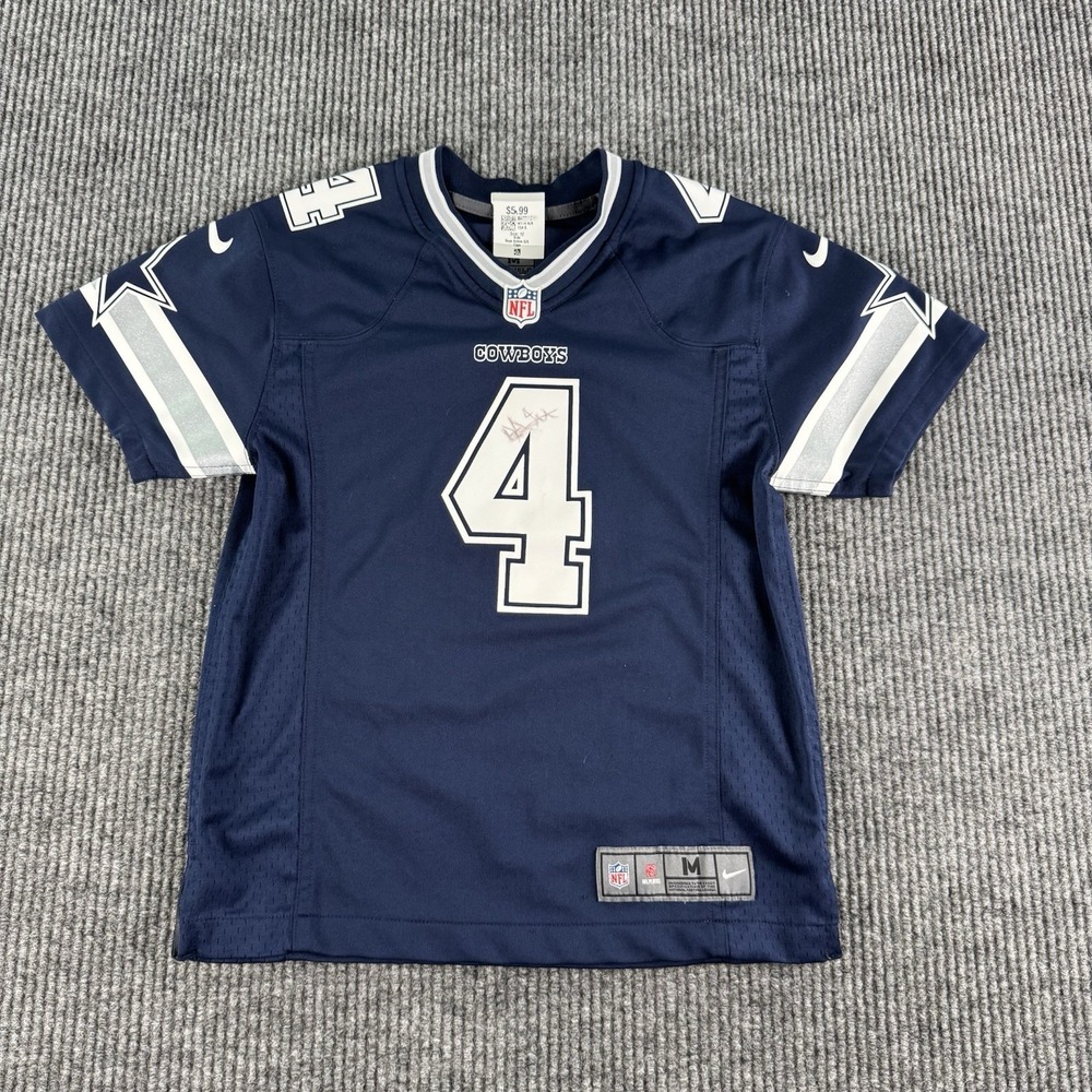 Nike Jersey Boys Medium Blue NFL Cowboys Dak Prescott On Field NFL UNV Sign
